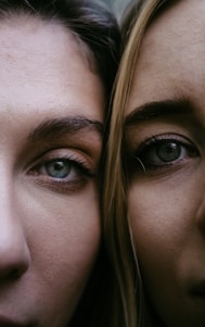 womans face in close up photography