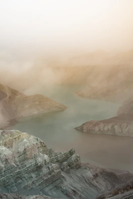 An artistic landscape photo with muted colors and a serene atmosphere.