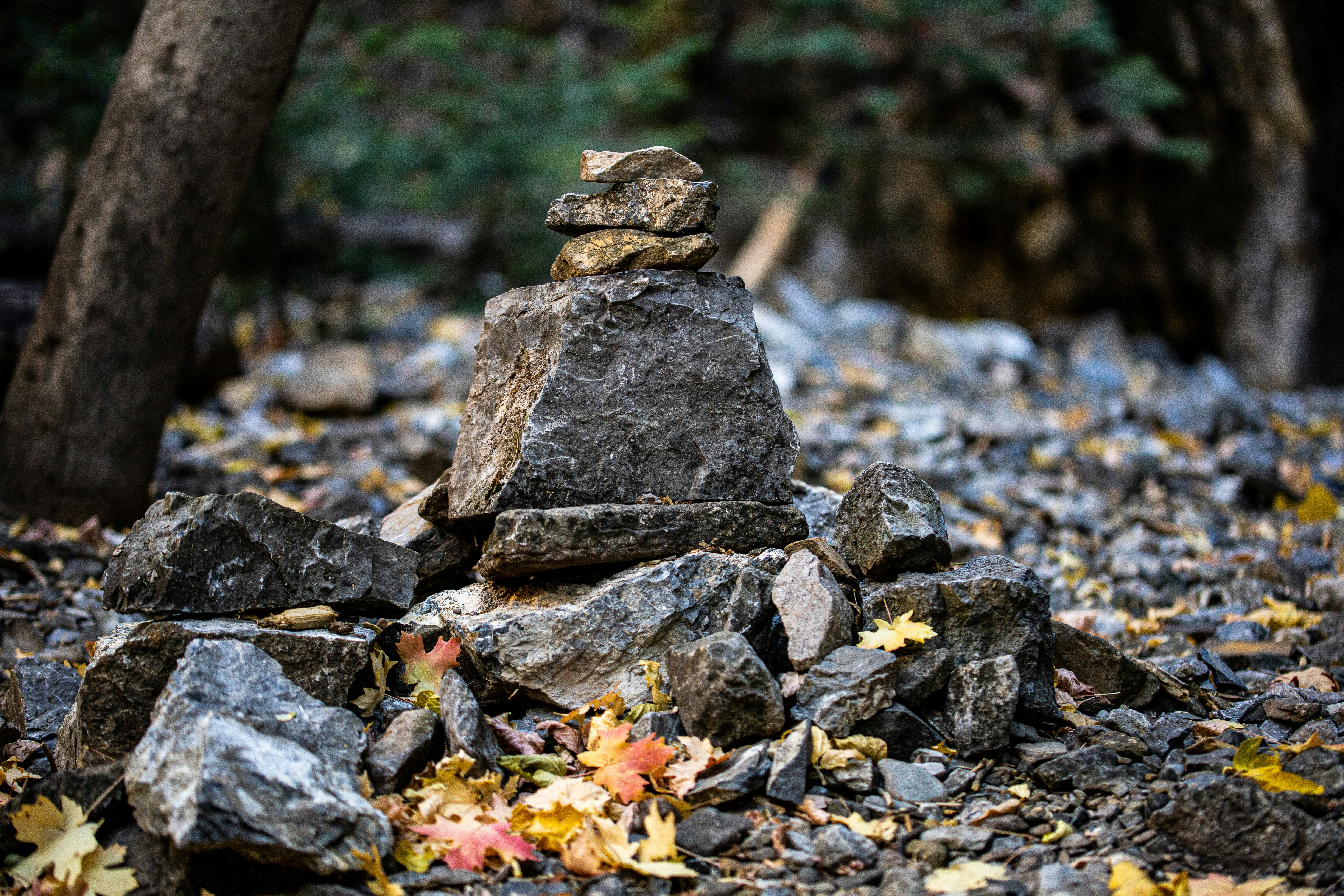 gray and black stone stack