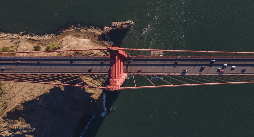 aerial view of bridge over water