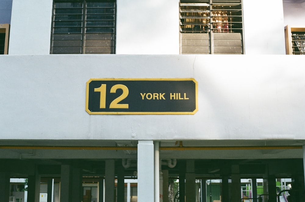 a building with a sign that says 12 york hill