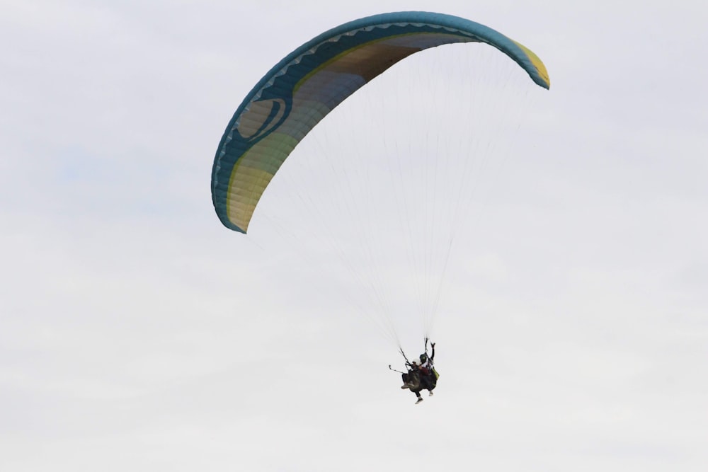 person in black and white parachute