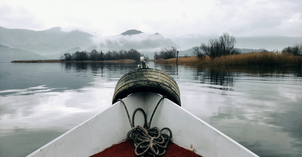 black rope on white boat