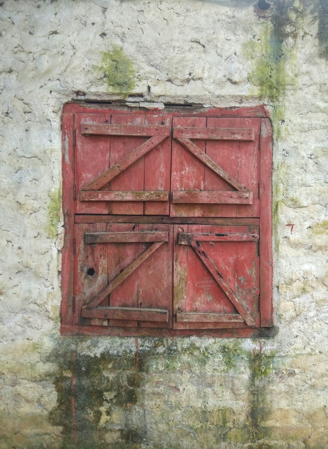 brown wooden door on white concrete wall