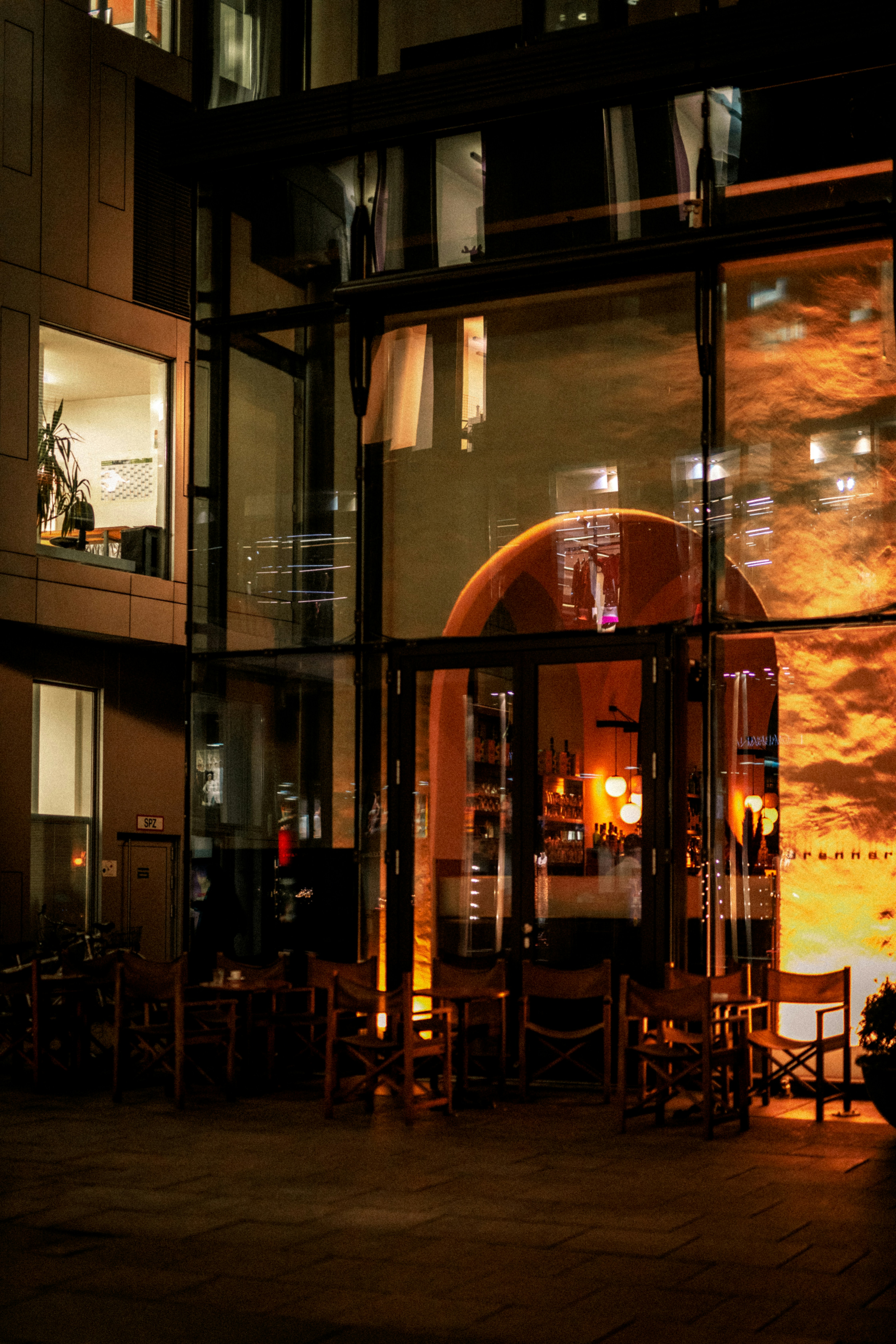 restaurant from outside at night