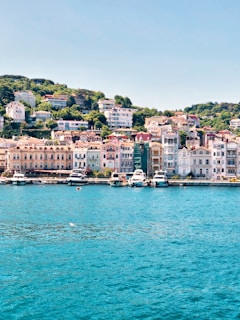 white and brown concrete buildings near body of water during daytime