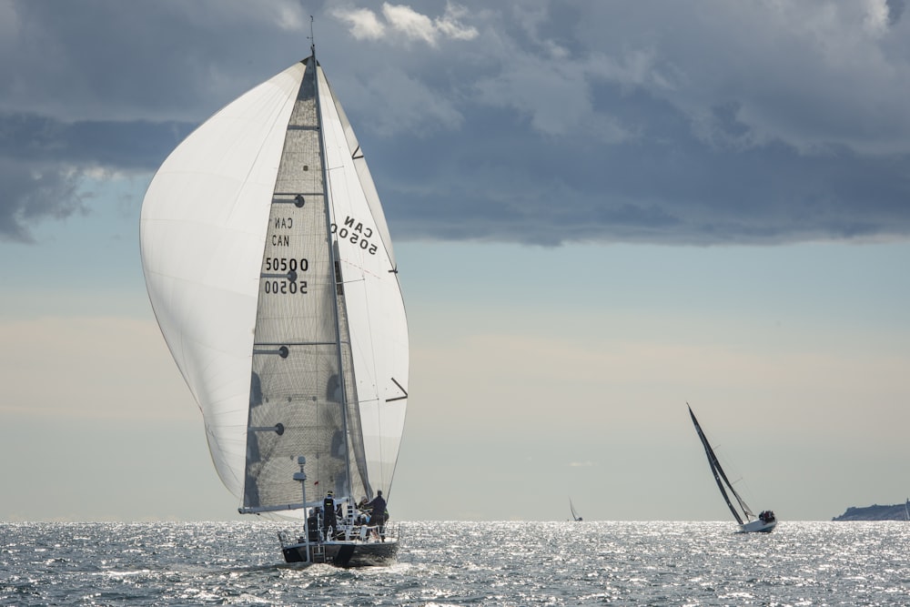 Voilier blanc sur mer sous ciel bleu pendant la journée