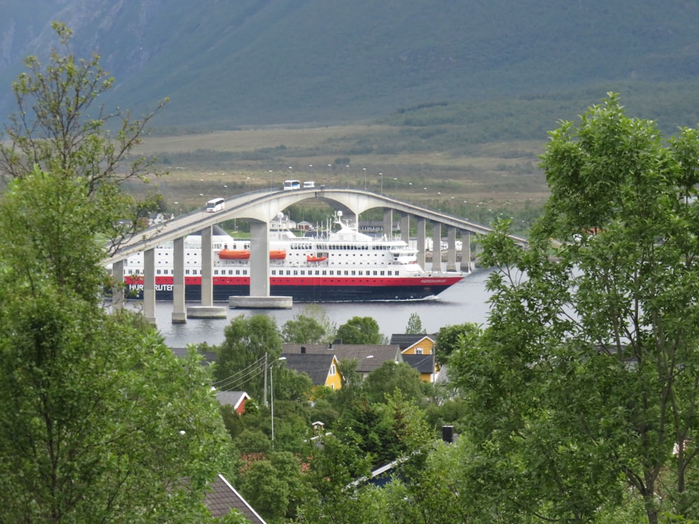 white and red ship on river during daytime