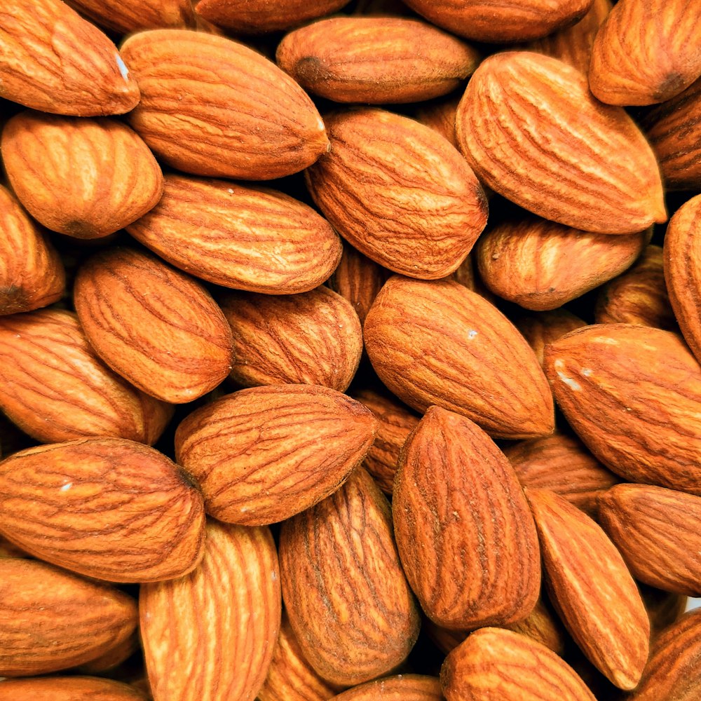 brown almond nut lot in close up photography