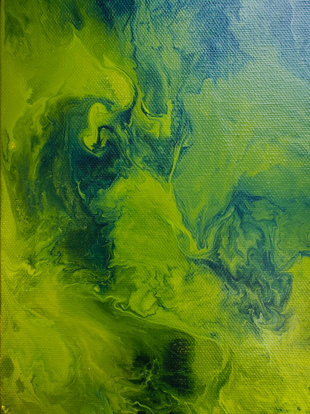 Pintura abstracta azul y verde amarillo