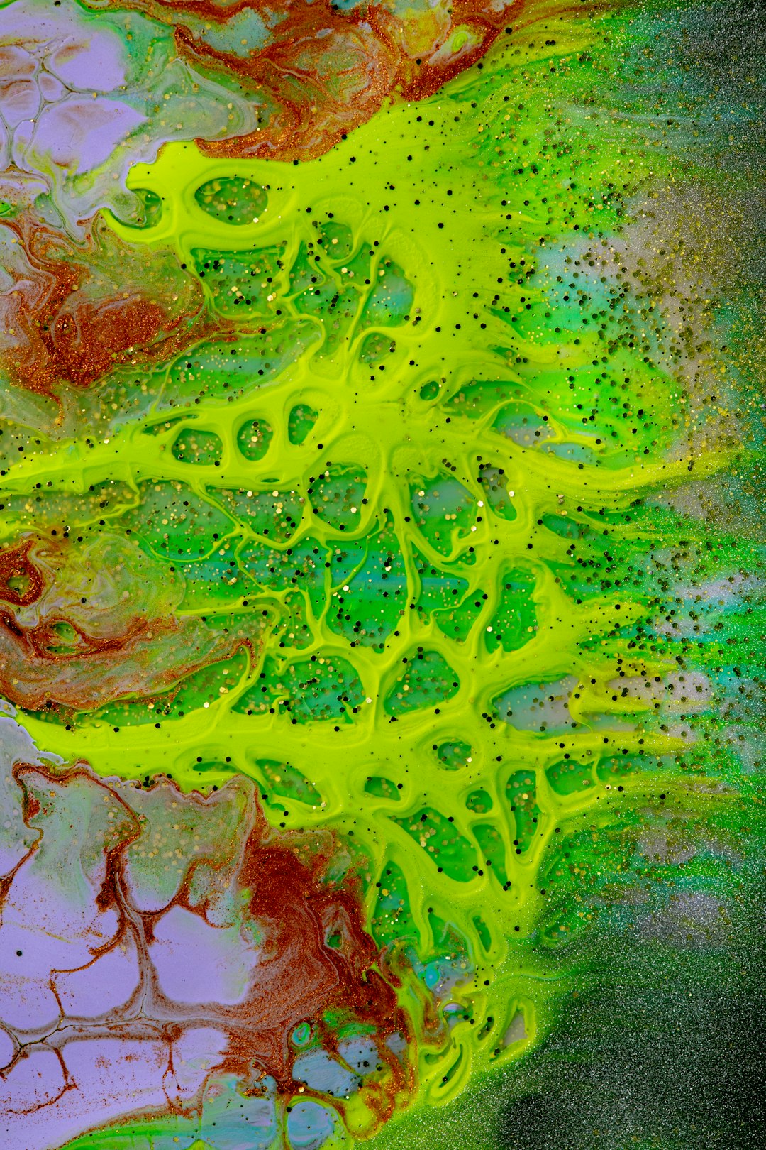 green and yellow abstract painting