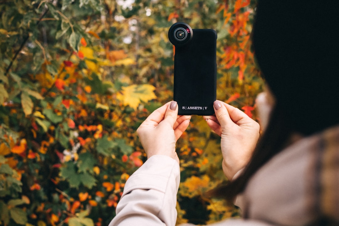 person holding black and gray camera