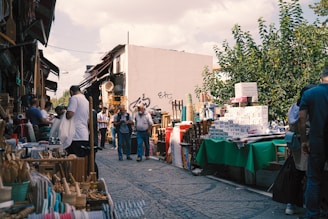 A bustling street market showcasing local products.