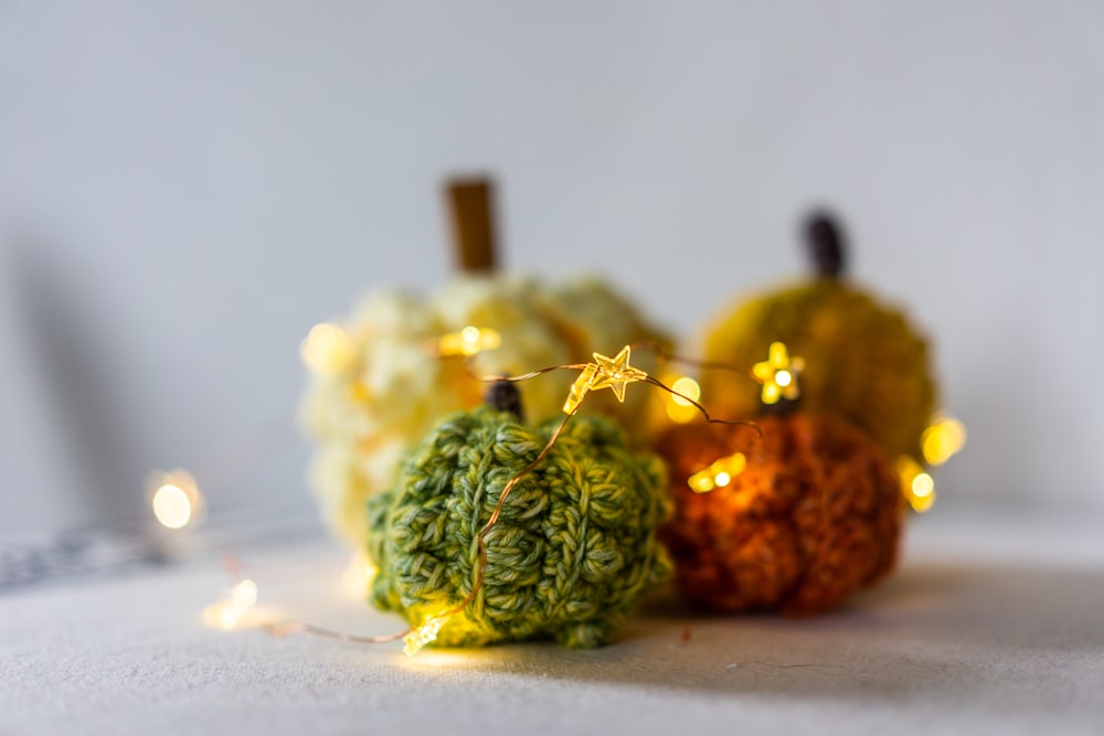 green and yellow decorative fruits
