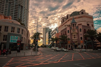 cars parked on the side of the road near high rise buildings during daytime