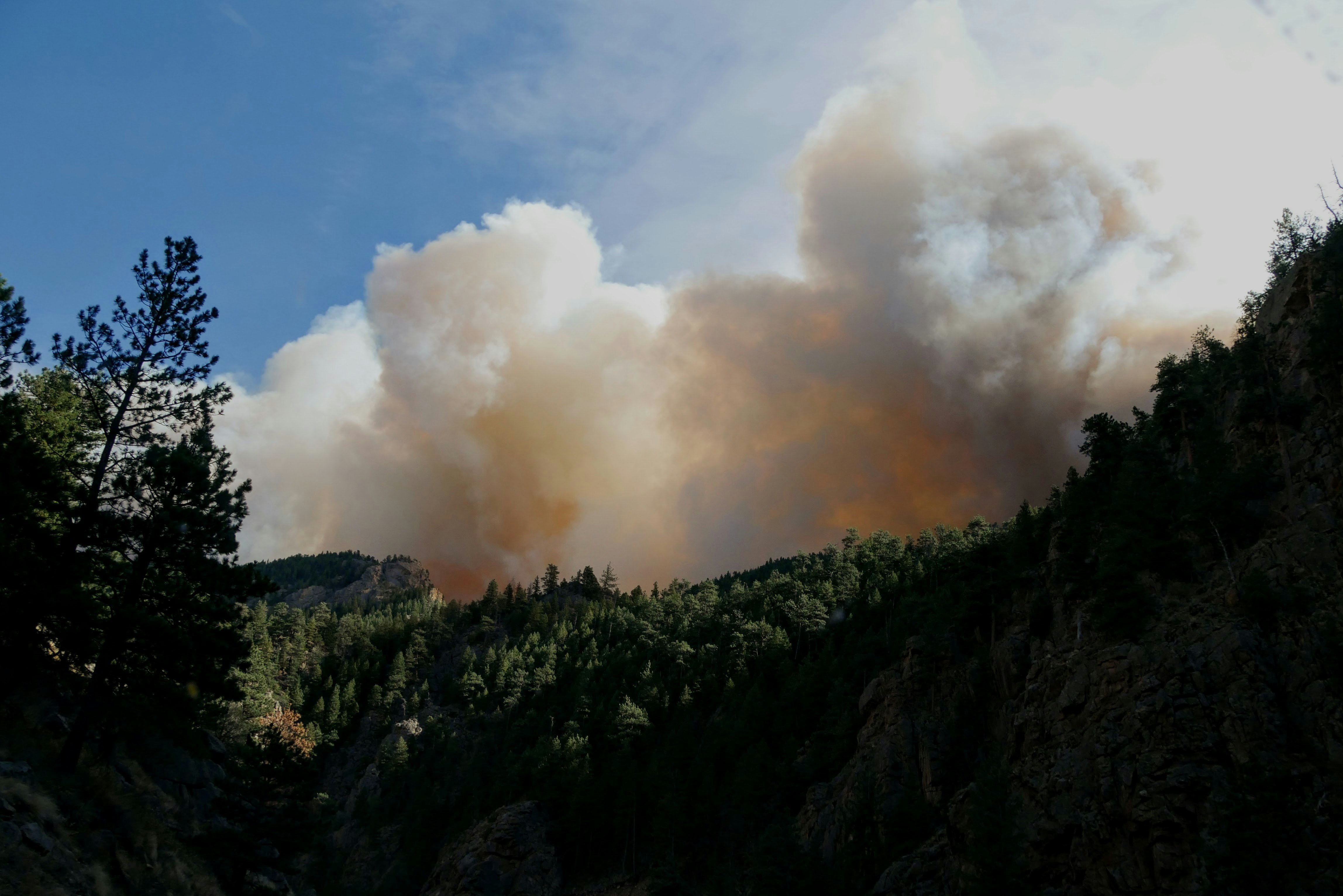 Taken on the day the calwood fire started from the peak to peak highway. Showing the smoke plume created from the fire after growing to 8000 acres within the first 5 hours.