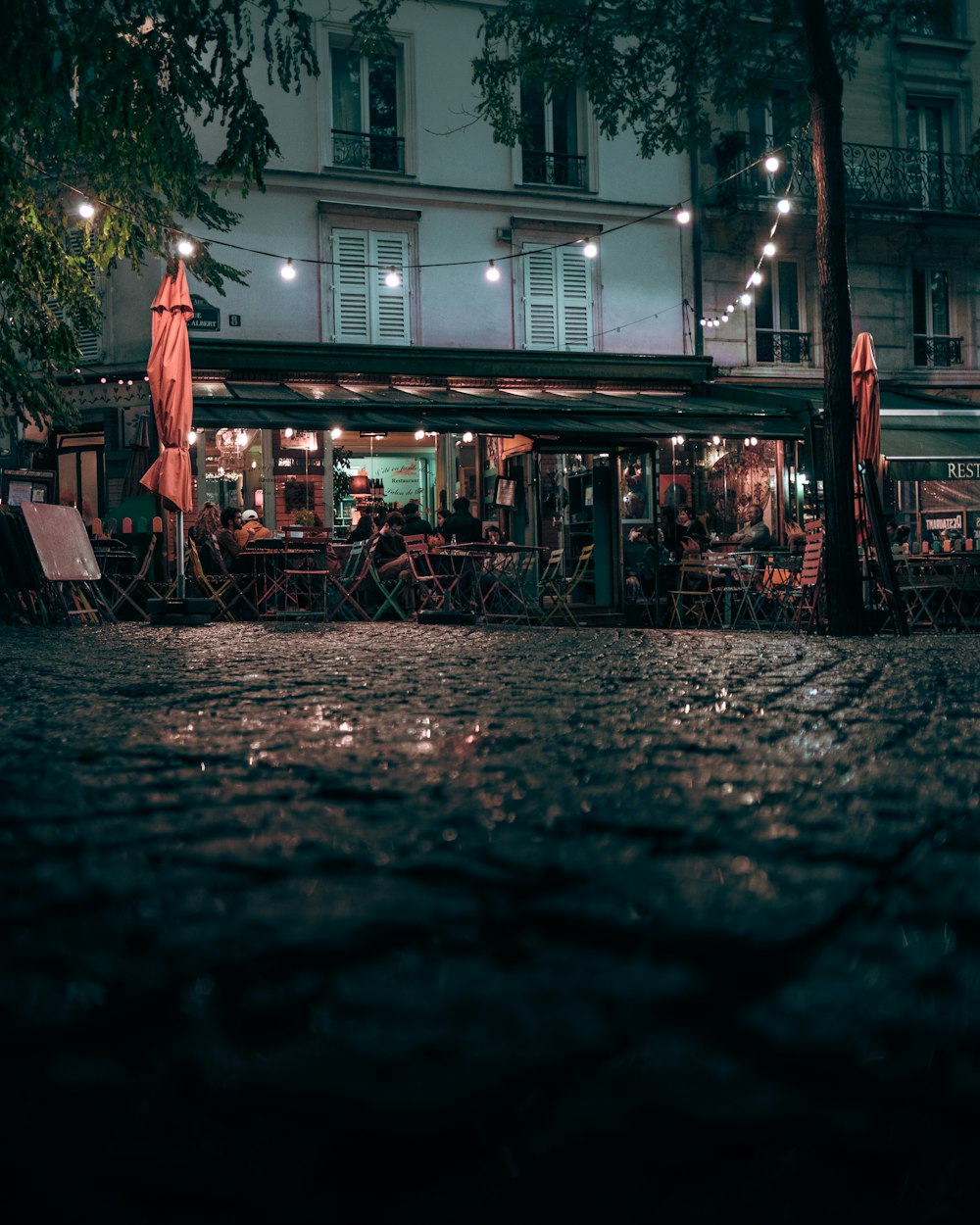 red and white concrete building during night time