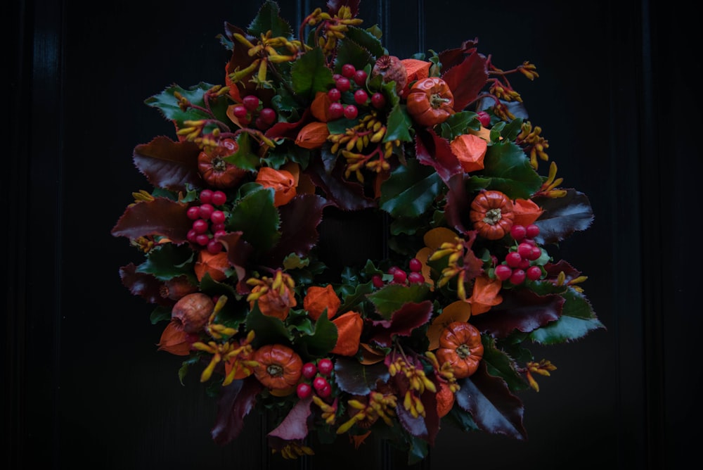 red and green flower bouquet