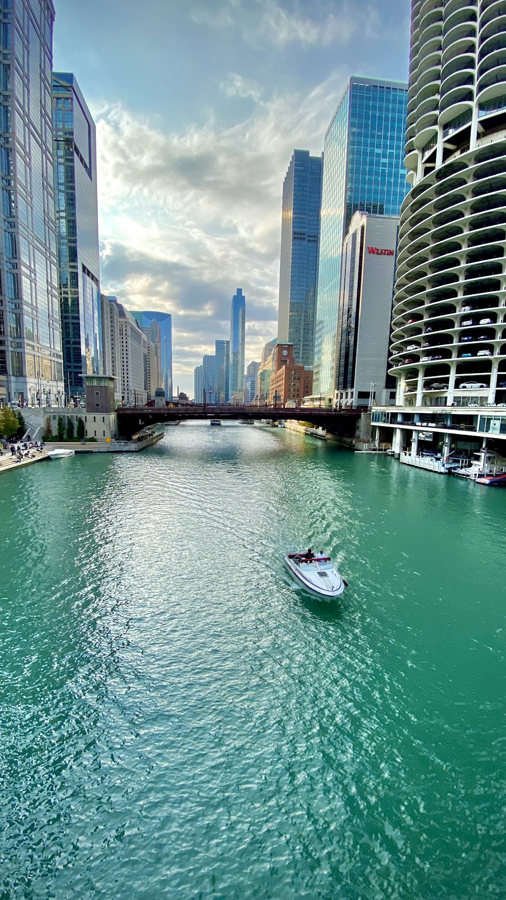 white and red boat on river near city buildings during daytime