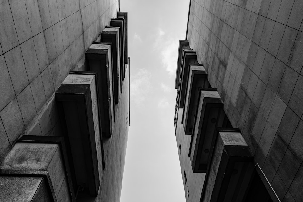 grayscale photo of concrete building