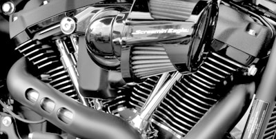 silver and black motorcycle engine
