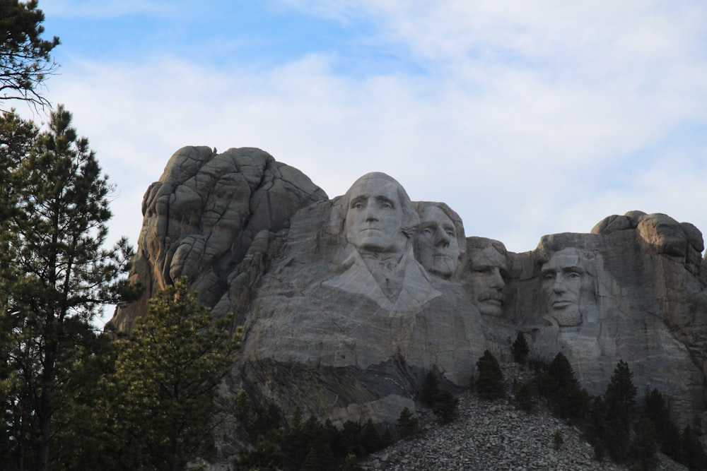 gray rock formation under white clouds during daytime