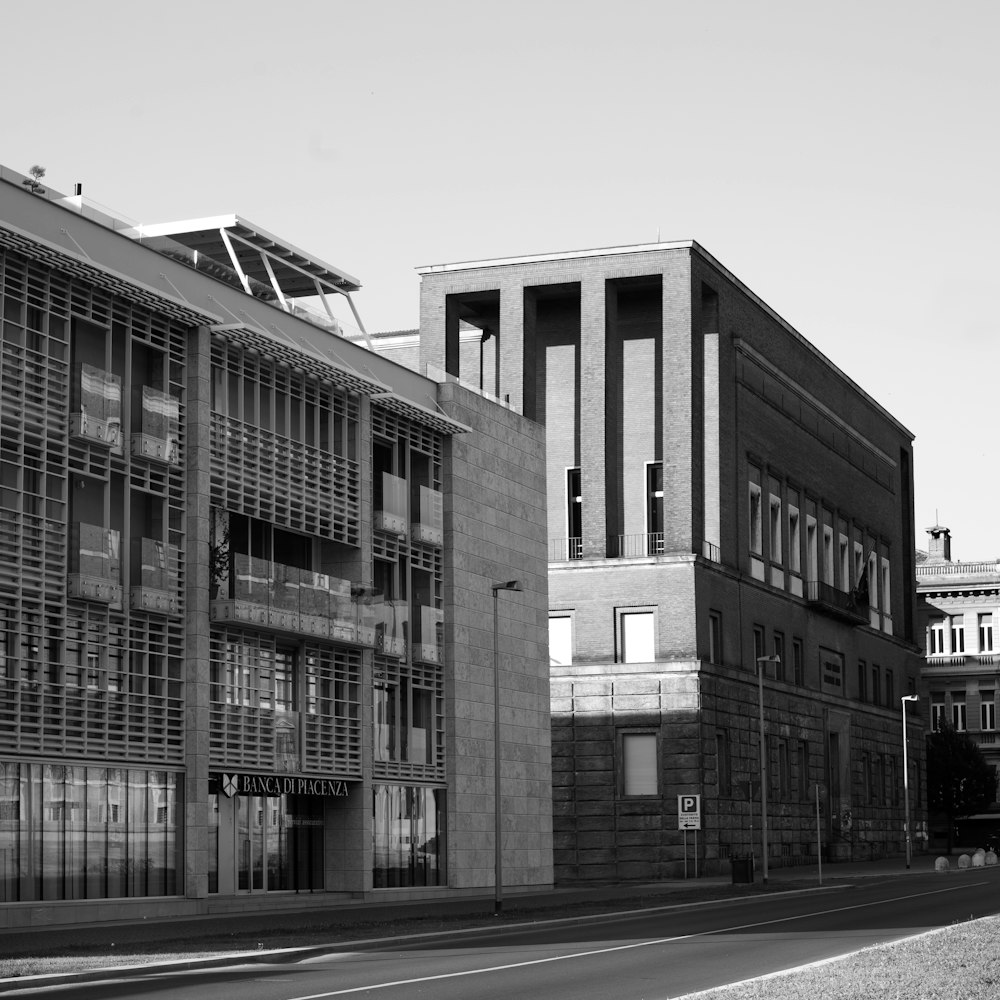 grayscale photo of concrete building