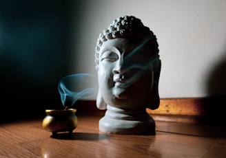 gray ceramic bust of a man