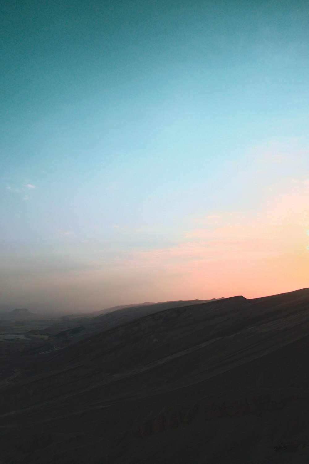 silhouette of mountains during sunset