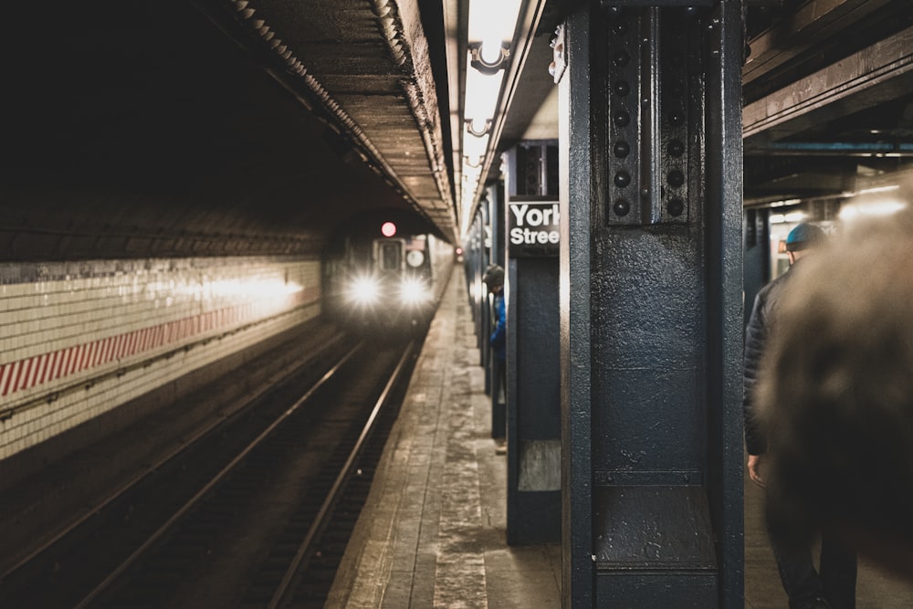 white and black train station