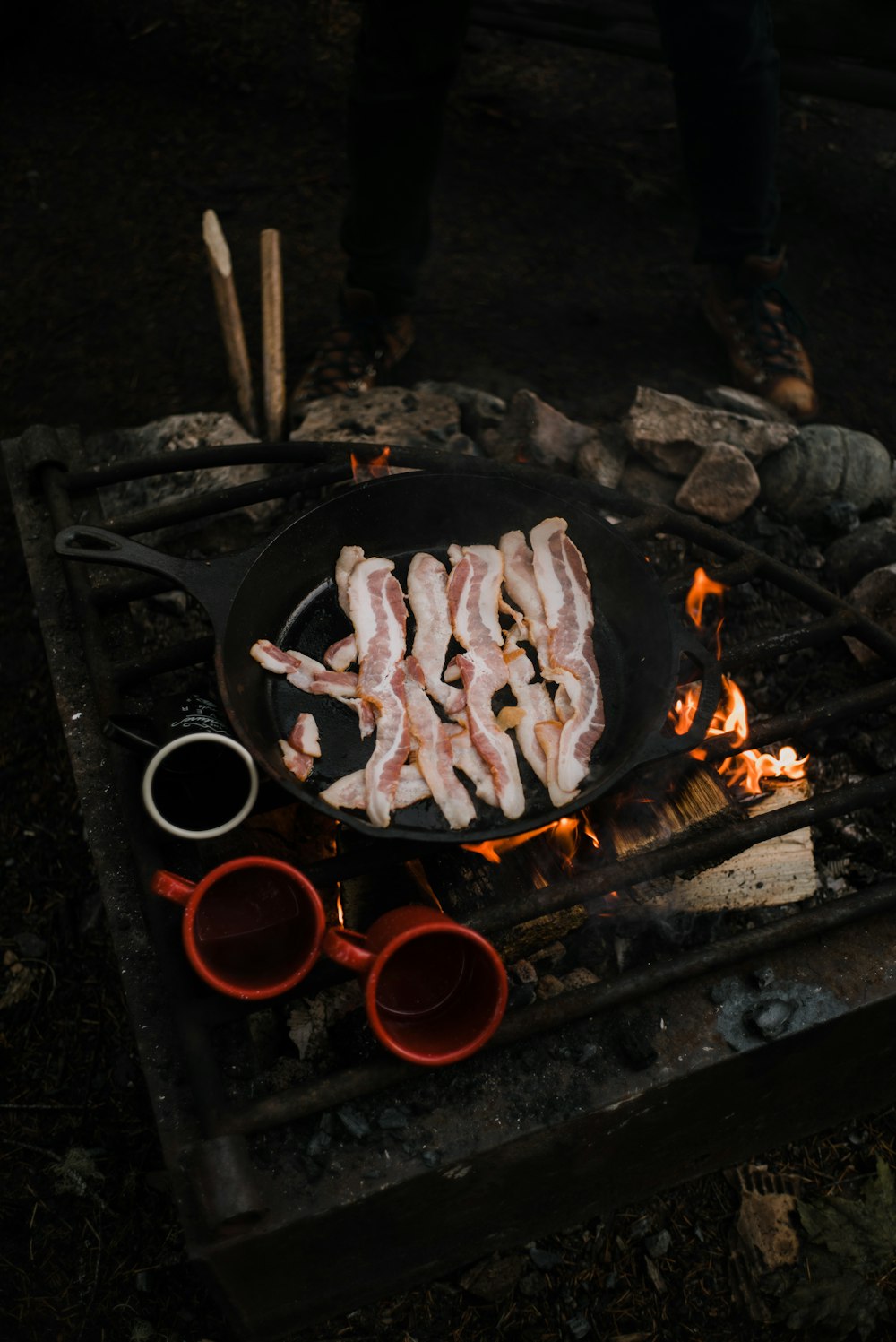 grilled meat on black charcoal grill