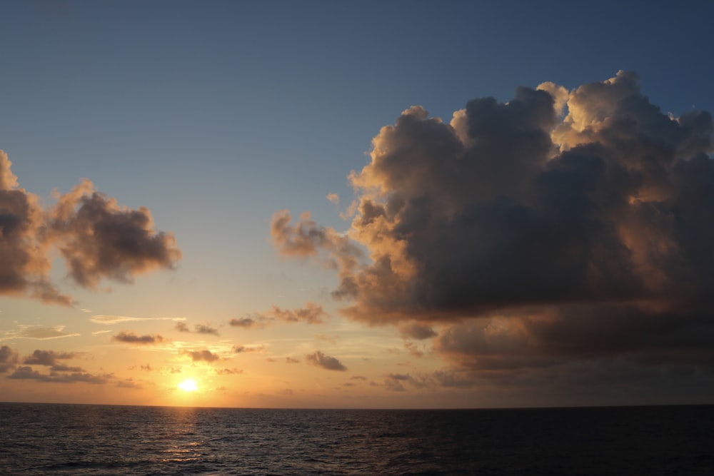 body of water under cloudy sky during sunset