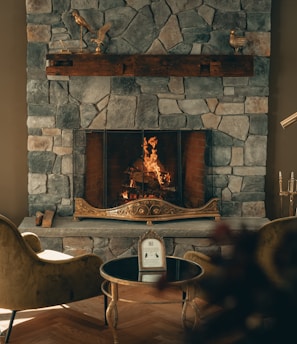 brown and white fireplace with fireplace