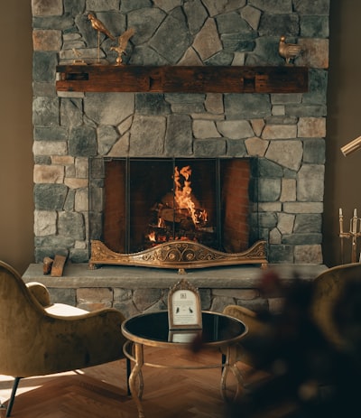brown and white fireplace with fireplace