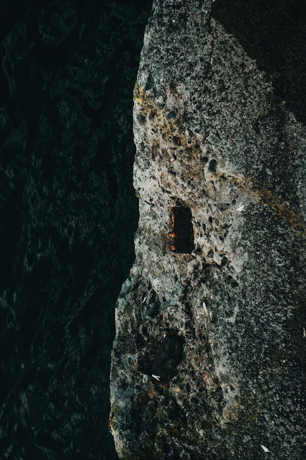 black and brown rock formation