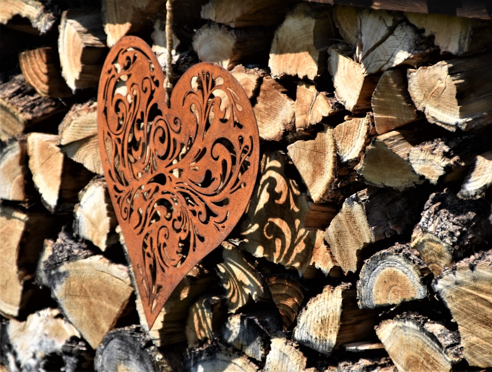 brown and black floral carved wood