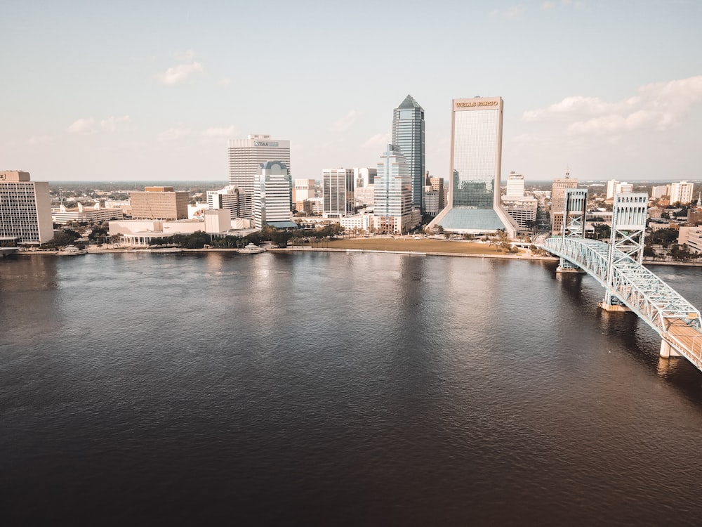 Skyline della città vicino allo specchio d'acqua durante il giorno