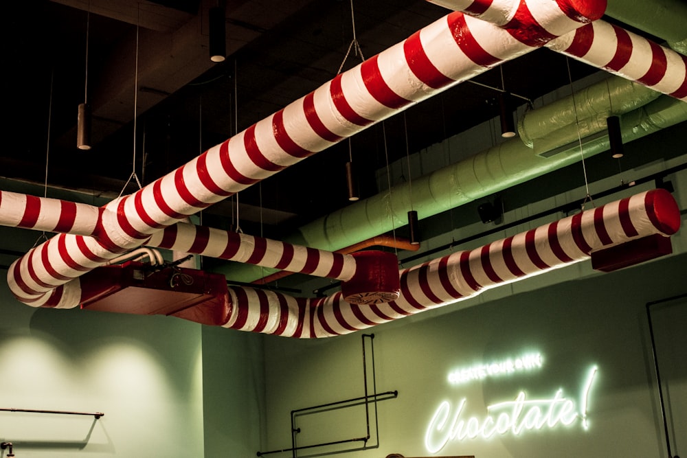 white red and green striped candy cane