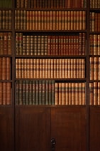 brown wooden book shelf with books