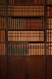 brown wooden book shelf with books