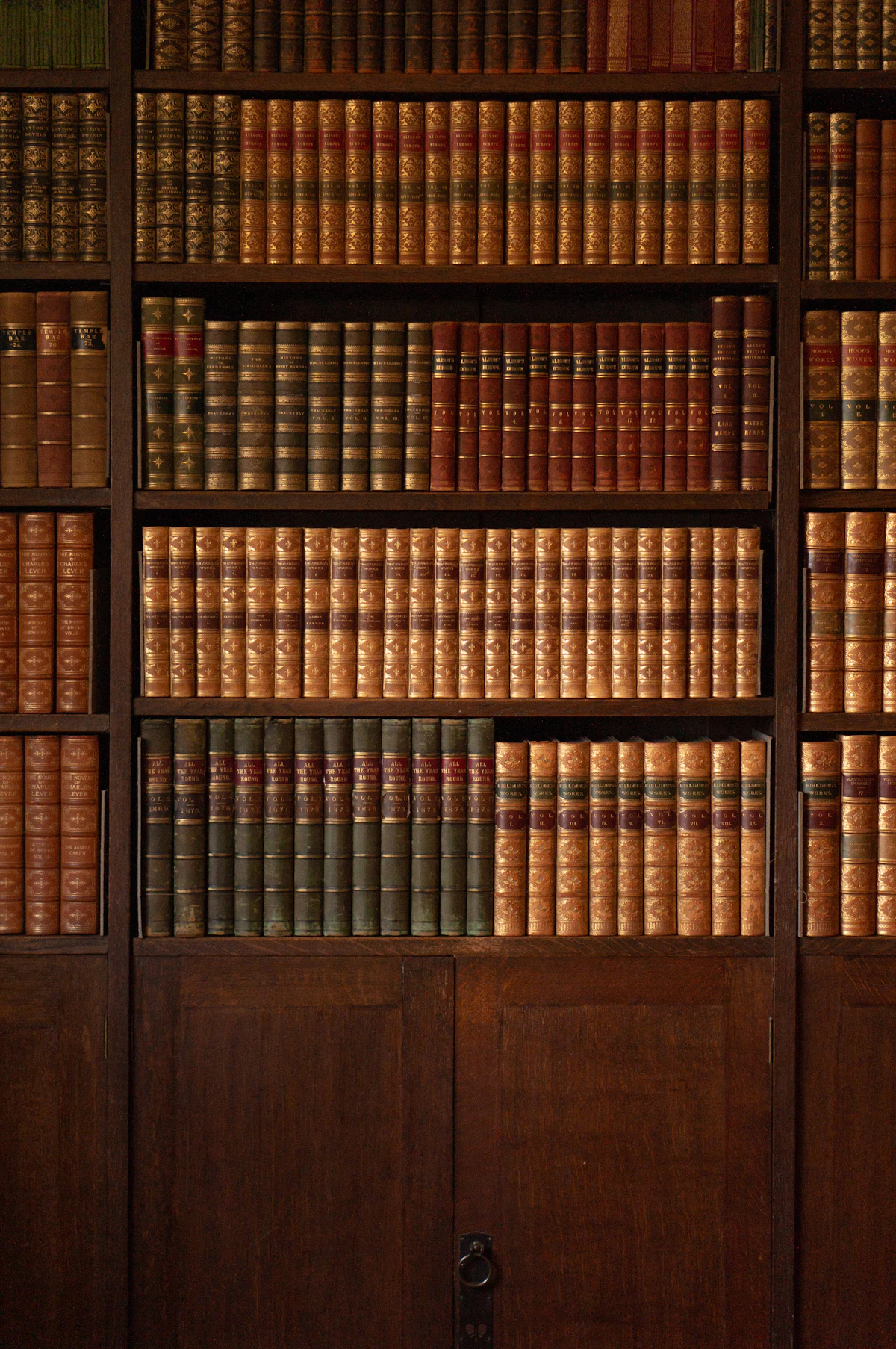 A quiet law library with tall shelves and warm reading light