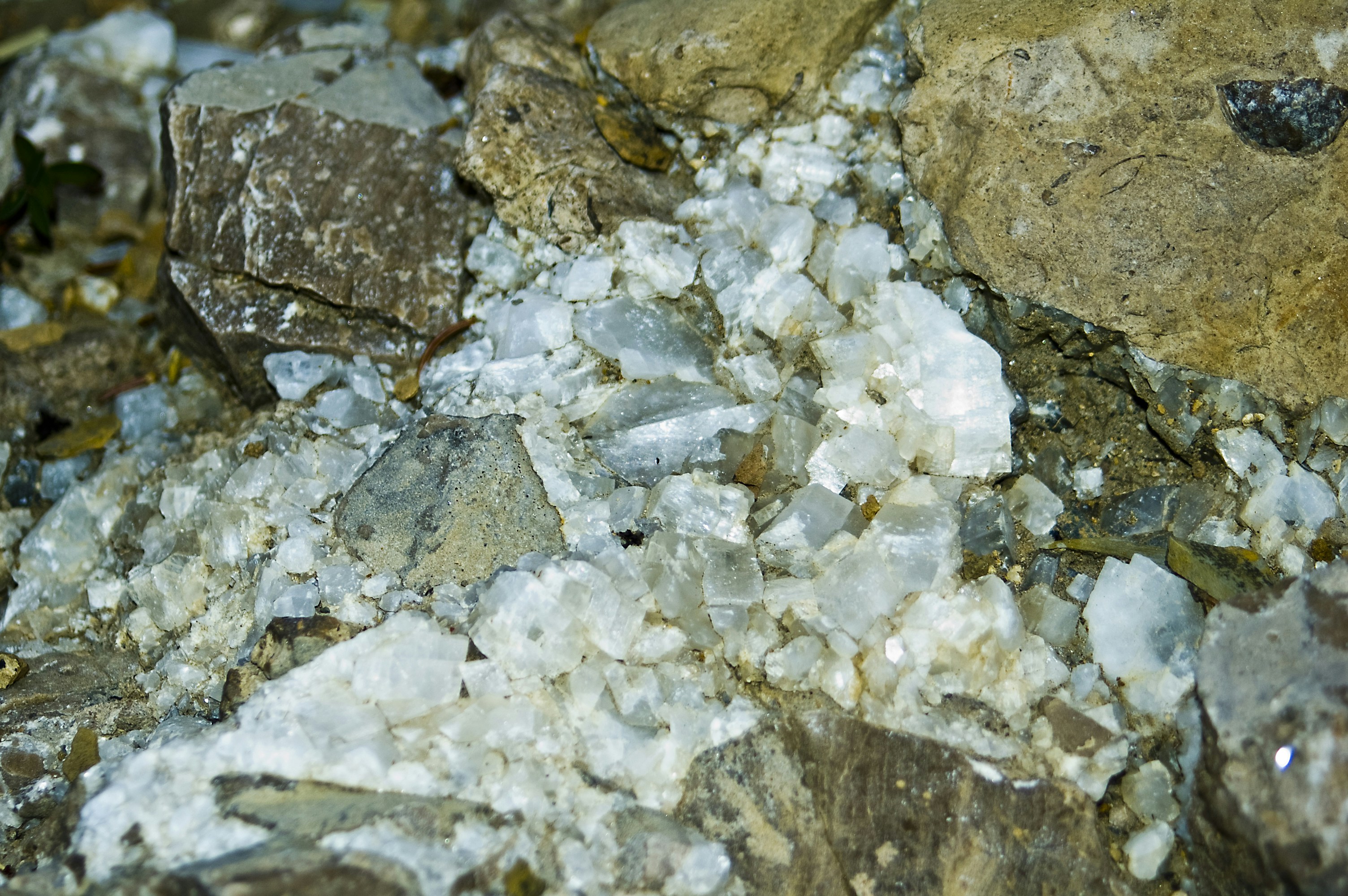 Calcite crystals on the shores of the Mackenzie river.