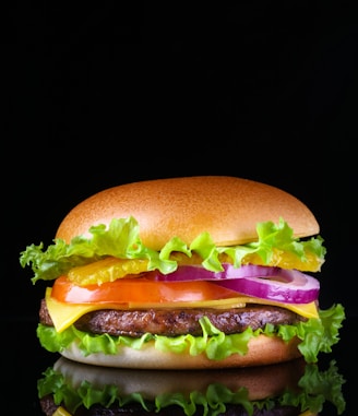 burger with lettuce and tomato