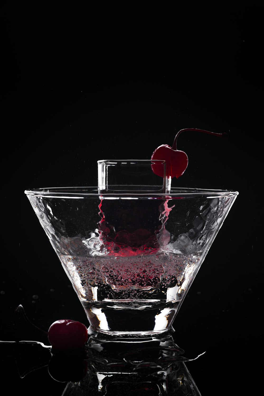 red heart on clear glass cup