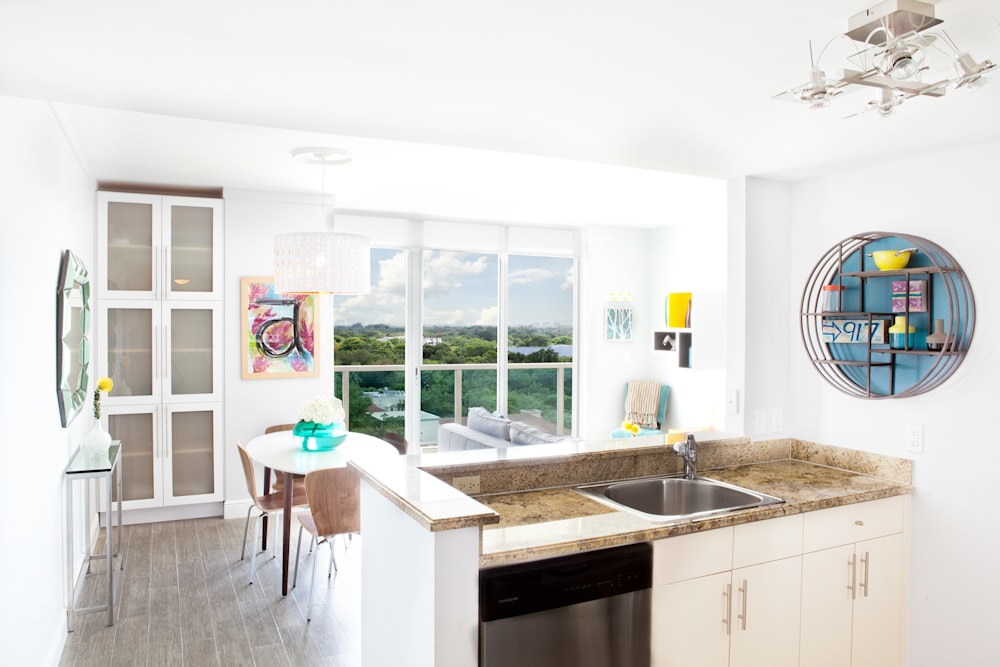 white and brown wooden kitchen cabinet