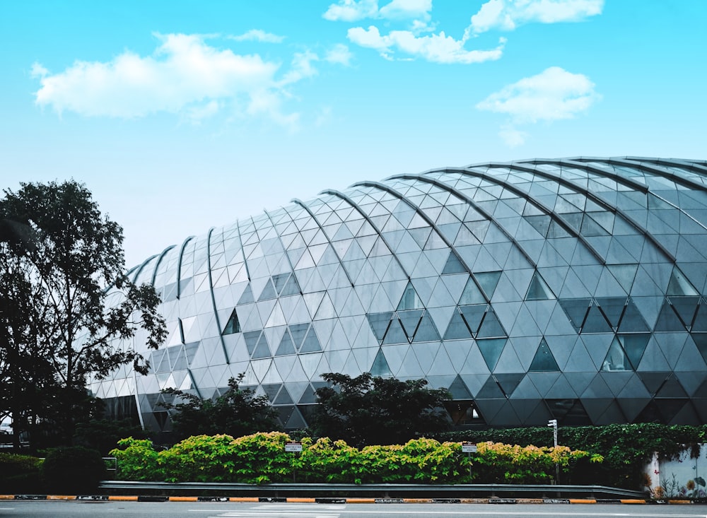 glass building near green trees during daytime