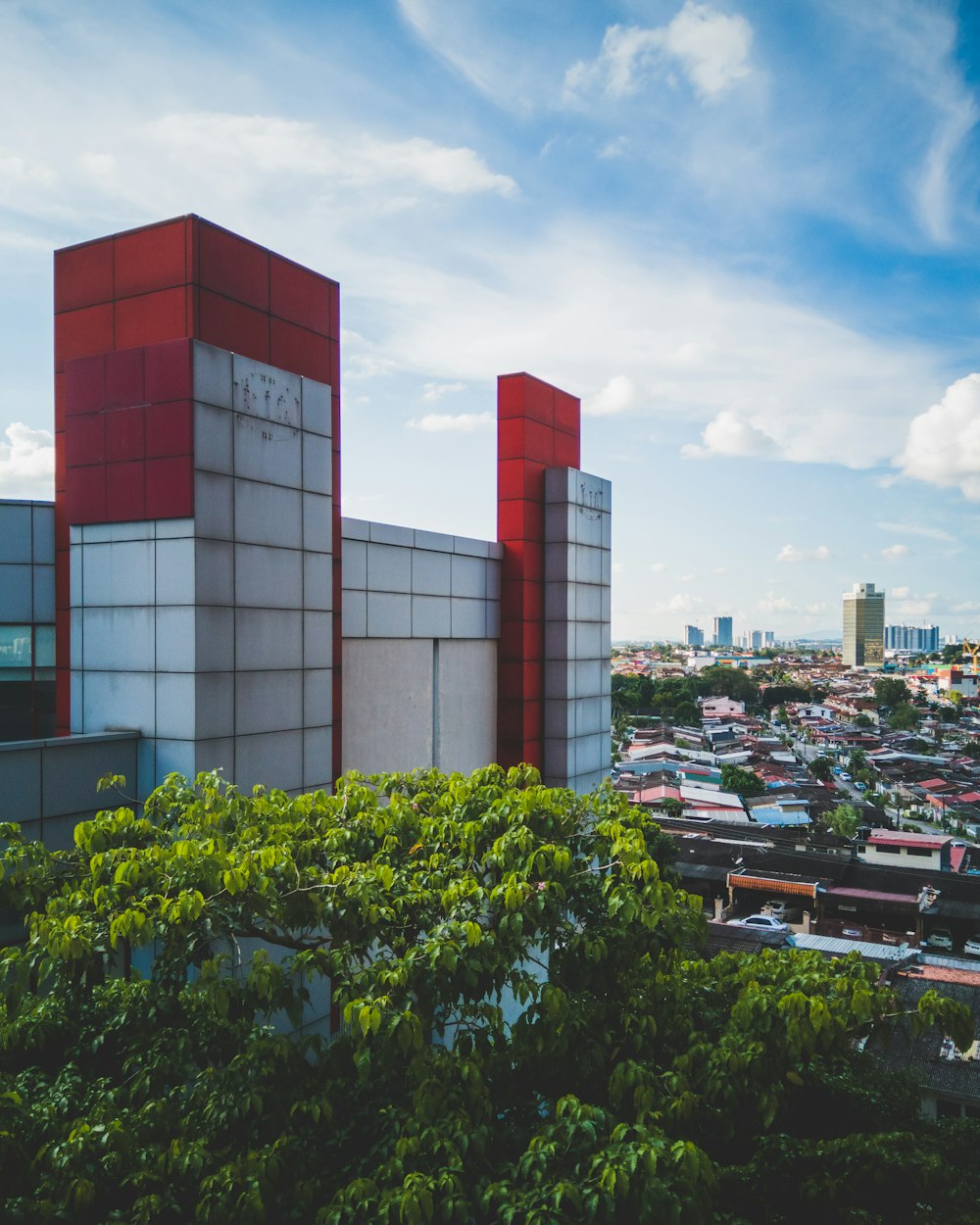 red and white concrete building