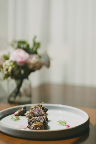 A close-up of a beautifully arranged organic dish.