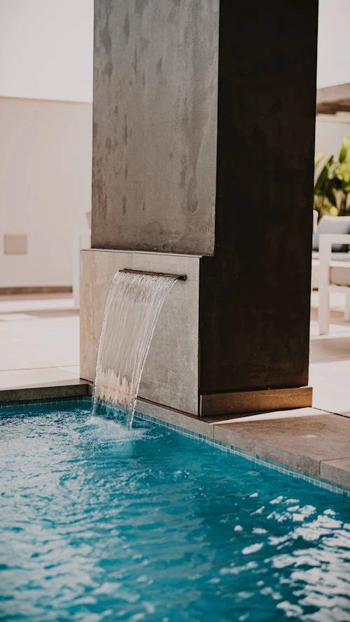 Tranquil spa pool fountain