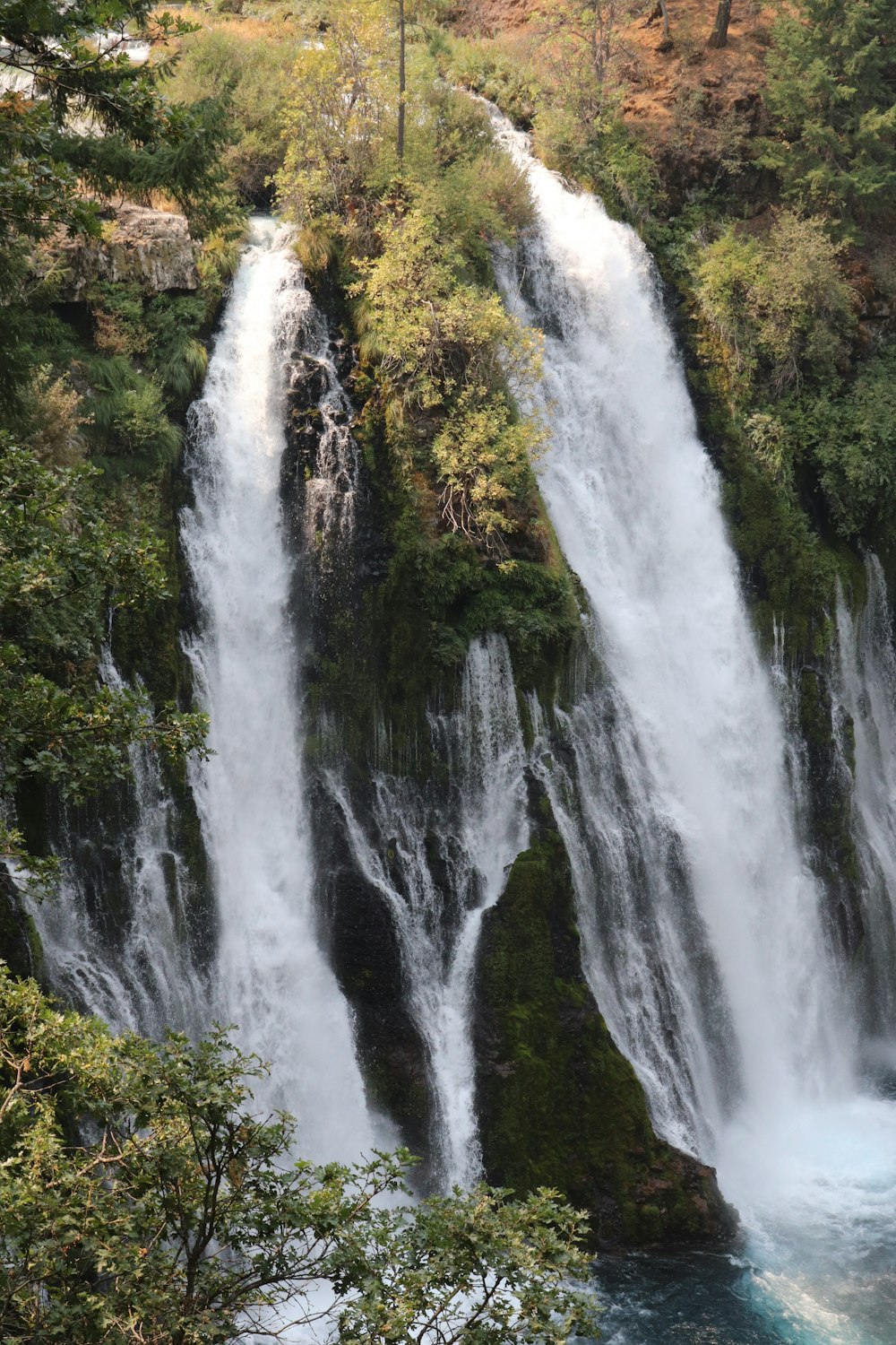 waterfalls in the middle of the forest